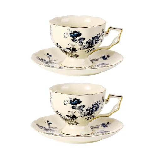 Elegant Tea Cups and Saucers Set of 2 2 Count Effective