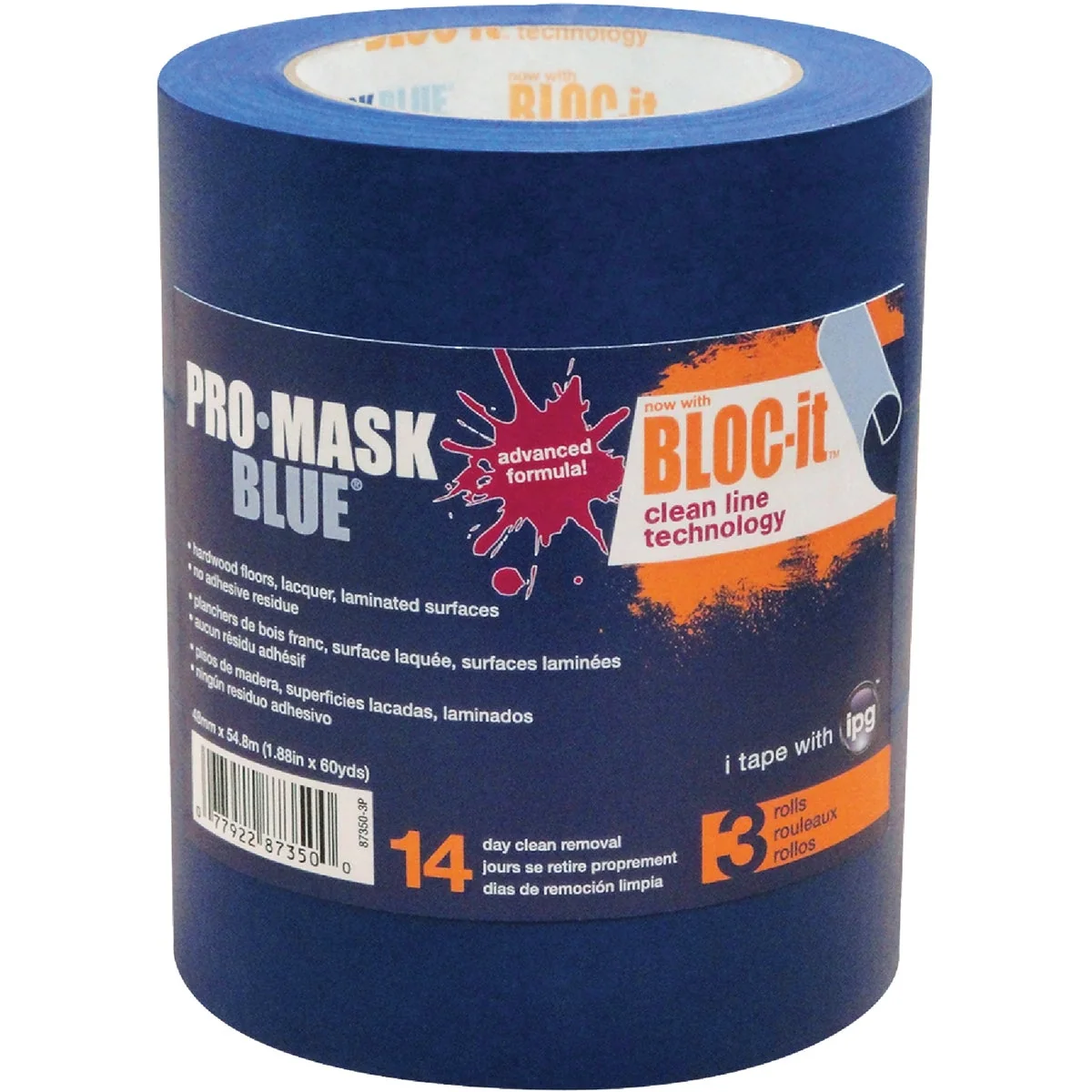 First-Class IPG ProMask Blue 1.88 In. x 60 Yd. Bloc-It Masking Tape 3-Pack Durable