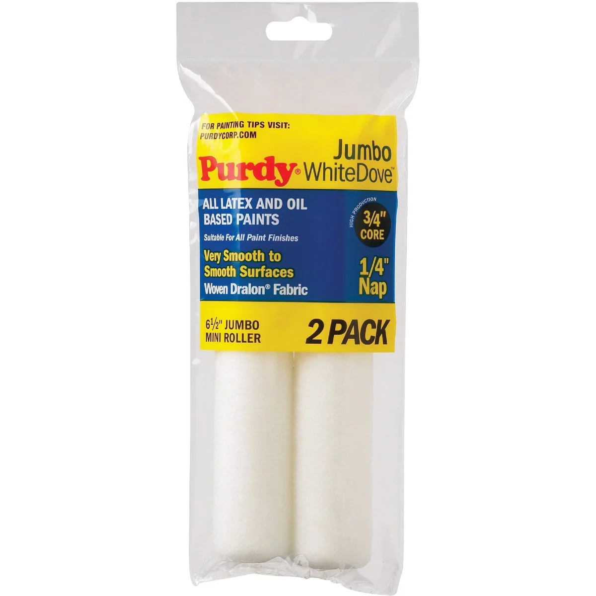Enhanced Purdy White Dove 6-1 2 In. x 1 4 In. Jumbo Mini Woven Fabric Roller Cover 2-Pack Stylish