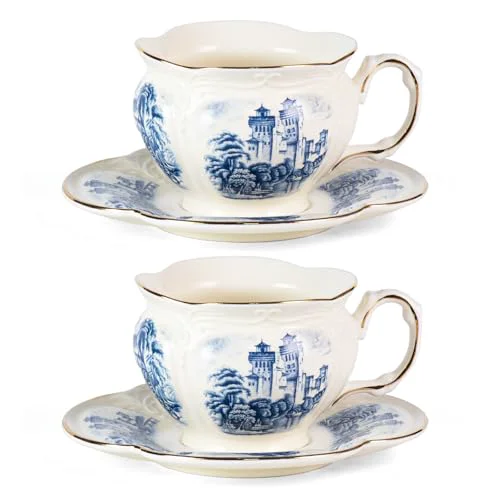 Traditional Tea Cups and Saucers Set of 2 2 Count Reliable