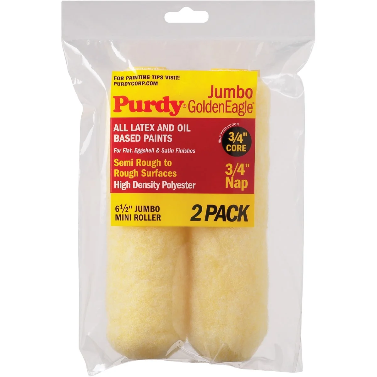 Solid Purdy Jumbo Golden Eagle 6-1 2 In. x 3 4 In. Mini Knit Fabric Roller Cover 2-Pack Original
