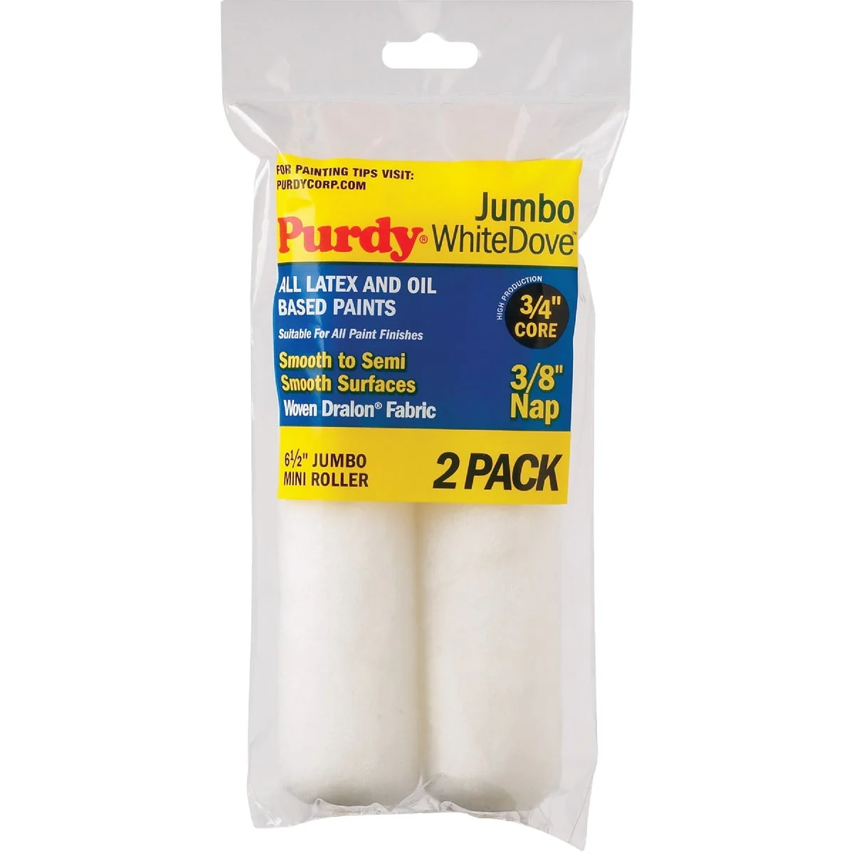 High-Quality Purdy White Dove 6-1 2 In. x 3 8 In. Jumbo Mini Woven Fabric Roller Cover 2-Pack Environmentally Friendly