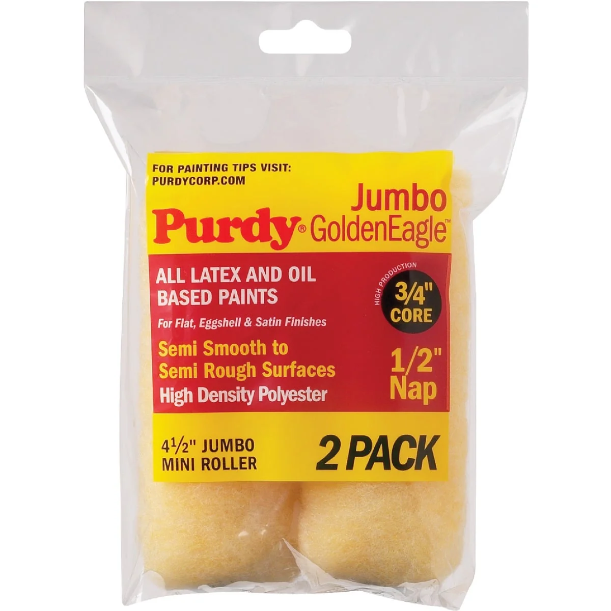 High-Quality Purdy Jumbo Golden Eagle 4-1 2 In. x 1 2 In. Mini Knit Fabric Roller Cover 2-Pack Comfortable