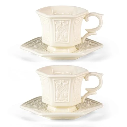 Expertly Made Tea Cups and Saucers Set of 2 2 Count Long-Lasting