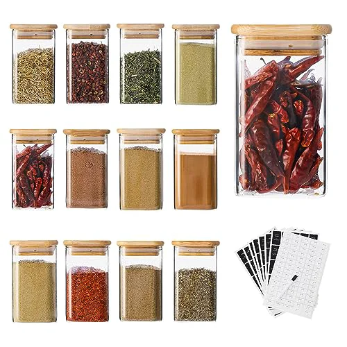Soft 12Pcs 9oz Spice Jars Glass Container with 275 Labels 12 Count High-Performance