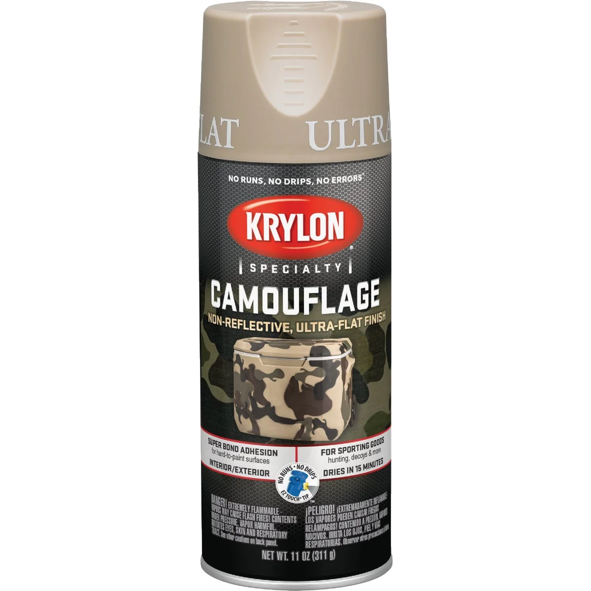 Safe Krylon Camouflage 11 Oz. Ultra-Flat Spray Paint Sand Excellent