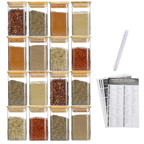 Stylish 9 Oz Spice Jars with 275 Labels 16 Pack 16 Count Trusted