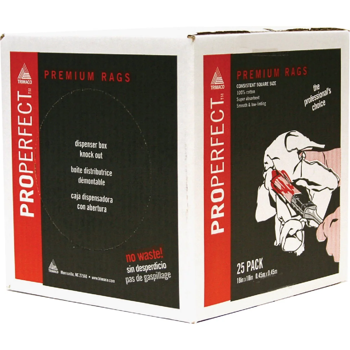 Classic Pro 18 x 18 Cotton Box of Rag Wipers 25-Count First-Class