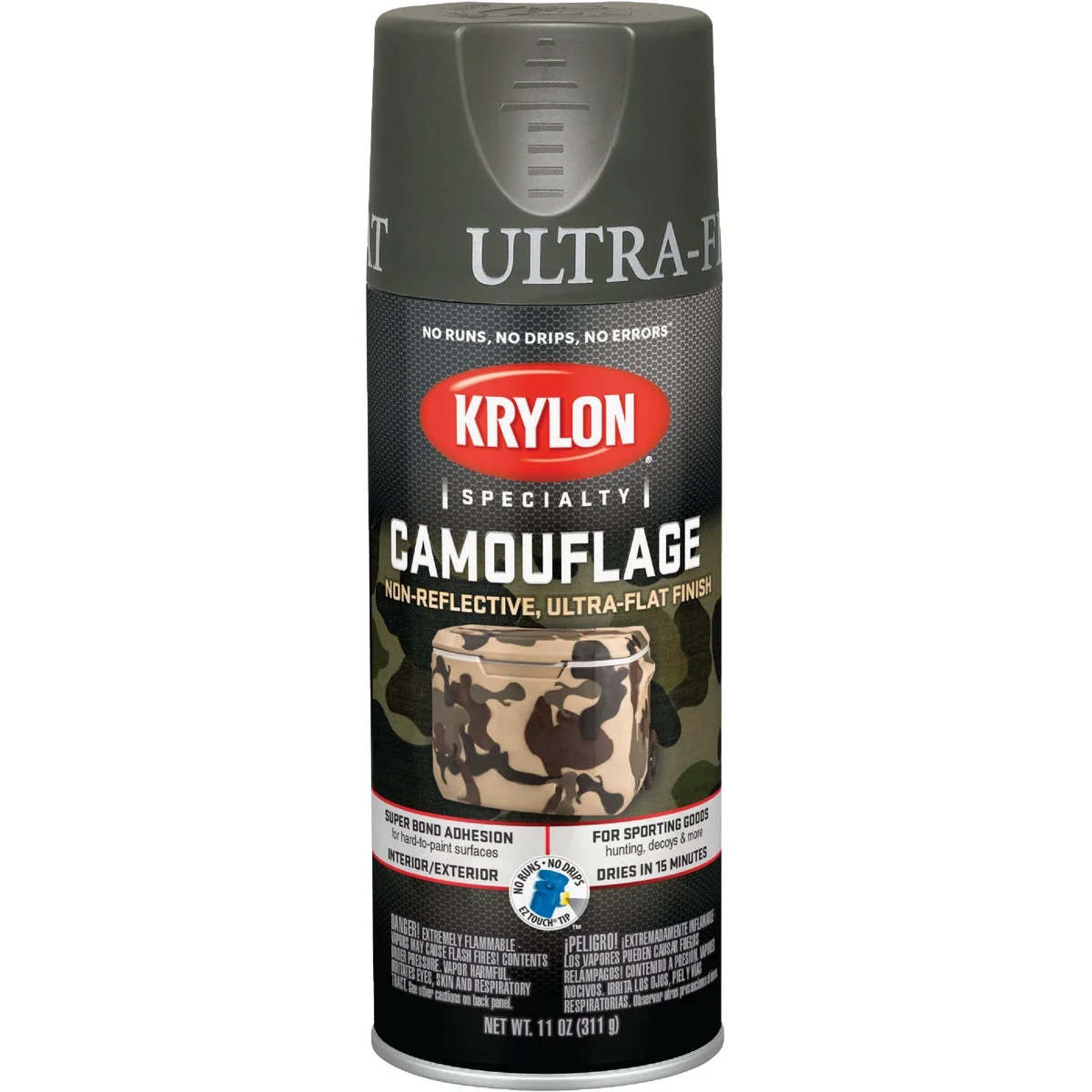Smart Krylon Camouflage 11 Oz. Ultra-Flat Spray Paint Olive Organic