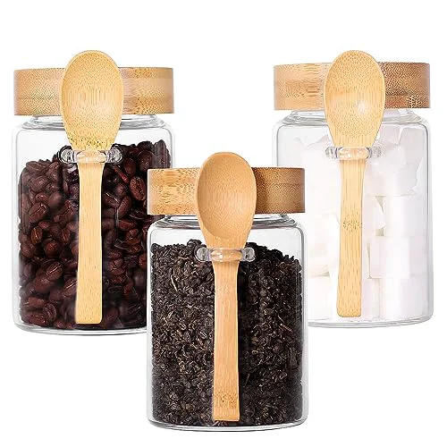 Effective Glass Jar with Screw Lid and Spoon 3 Count Certified
