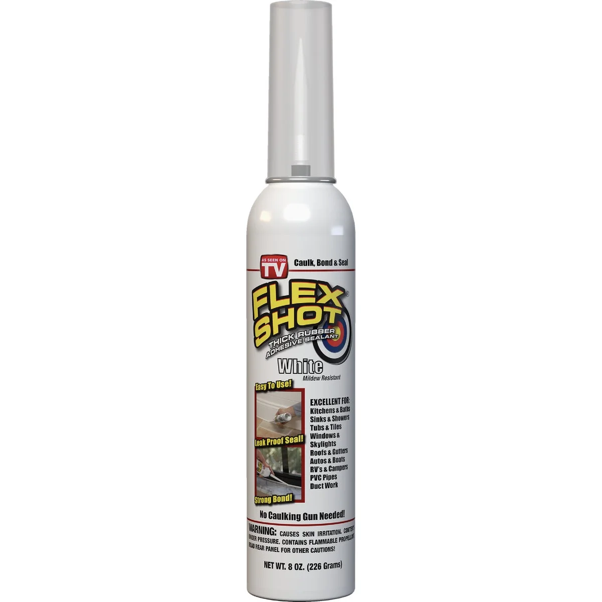 Carefully Designed FLEX SHOT 8 Oz. Adhesive Rubber Sealant White Flexible