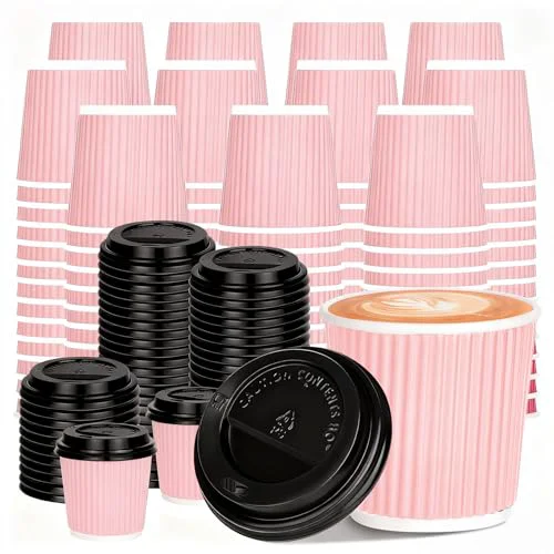 Healthy 4 oz Espresso Cups with Lids 100 Count Stylish