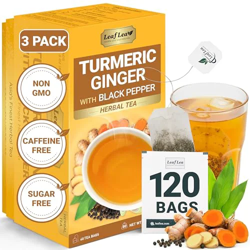 Soft Turmeric Ginger Black Pepper Tea Bags 120 Count Breathable