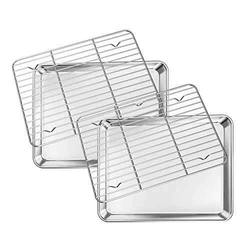 Contemporary Baking Sheet with Rack Set 2 Sheets 2 Racks Fine