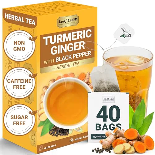 Detailed Turmeric Ginger Black Pepper Tea Bags 40 Count Top-Quality