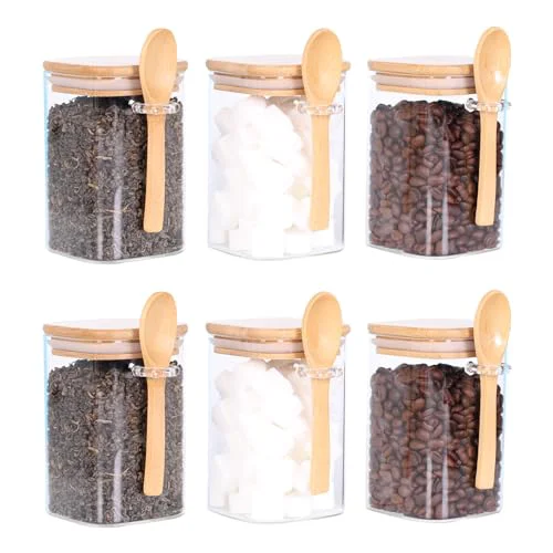 Trusted Glass Jar with Bamboo Lid and Spoon 3 Count Smart