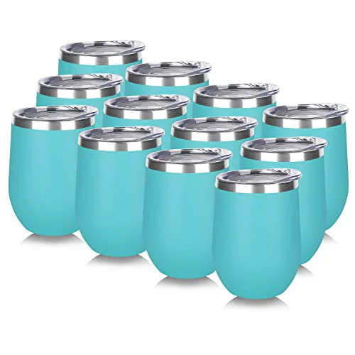 Superior Stainless Steel Wine Tumbler Bulk with Lid 12 Count Certified
