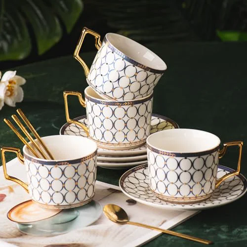 High-End European Bone China Tea Cup Sets 12 Count Responsible