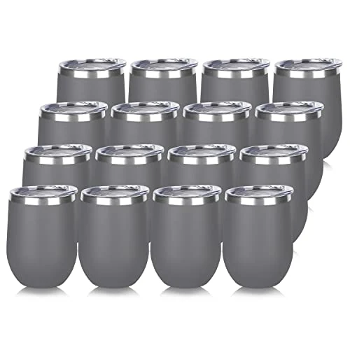 Responsible Stainless Steel Wine Tumbler Bulk with Lid 16 Count Fashionable