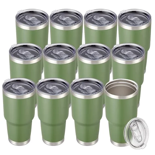 Innovative 30 oz Tumbler with Lid Stainless Steel Tumblers Bulk 12 Count Safe