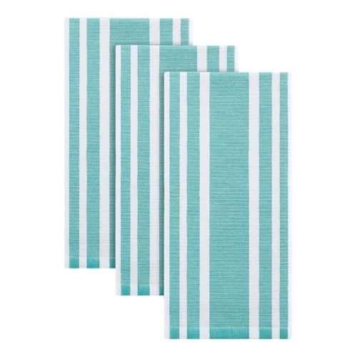 Premium Cotton Stripe Kitchen Towels 3 Pack 3 Count Selected