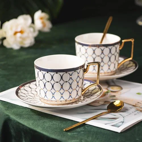 Sophisticated European Bone China Tea Cup Sets Of 2 4 Count Stylish