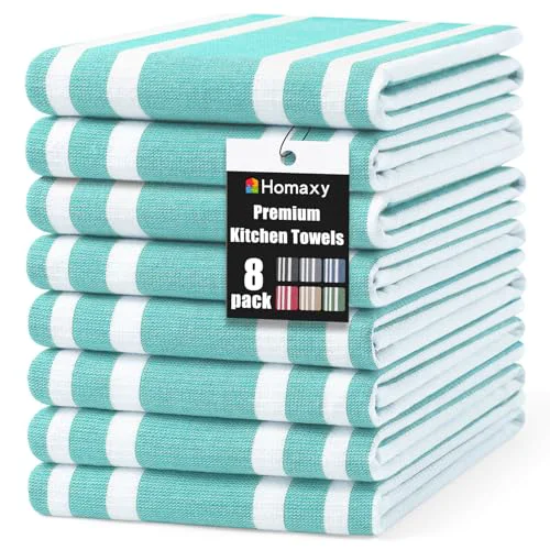 Healthy Premium Cotton Stripe Kitchen Towels 8 Pack 8 Count Enhanced