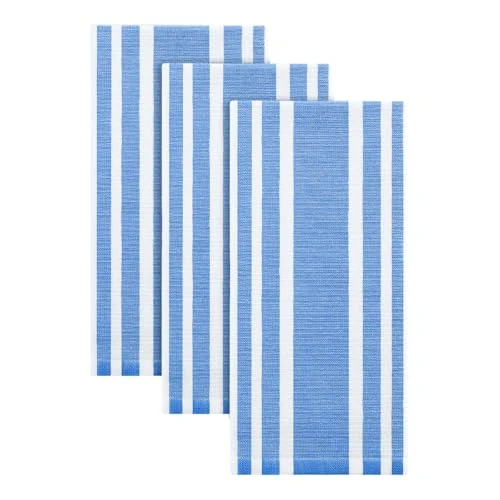 High-End Premium Cotton Stripe Kitchen Towels 3 Pack 3 Count Selected