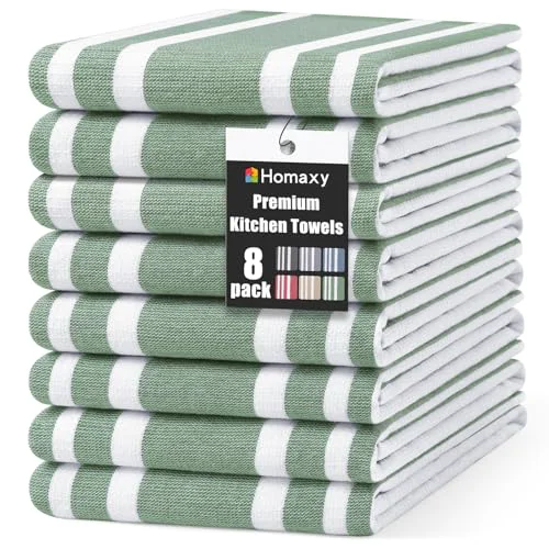Traditional Premium Cotton Stripe Kitchen Towels 8 Pack 8 Count Classic