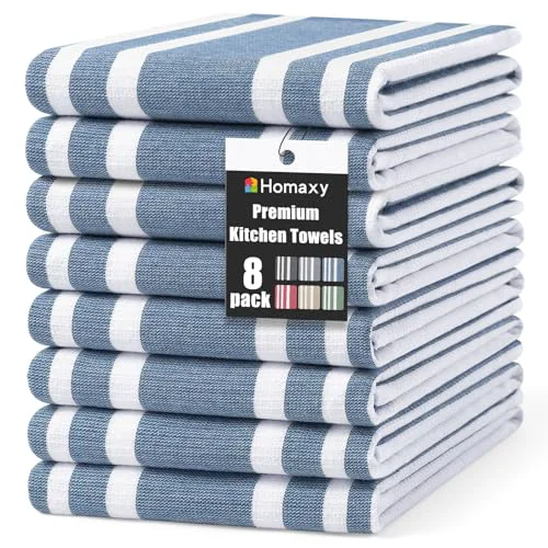 Smart Premium Cotton Stripe Kitchen Towels 8 Pack 8 Count Fast