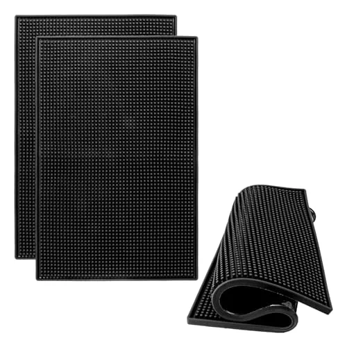 Classic 3 Pack 12 x 18 Inch Black Rubber Bar Mats 3 Count Official