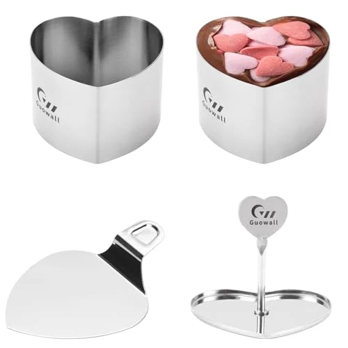 World-Class 2pcs Seamless Cake Ring Heart Shaped Mousse Baking Mould Stainless Steel Food Mold Including 2 heart Enhanced