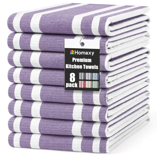 Carefully Designed Premium Cotton Stripe Kitchen Towels 8 Pack 8 Count Original
