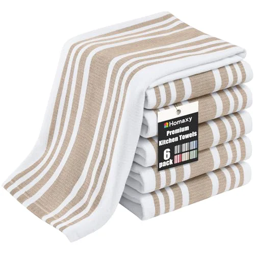 Solid Premium Cotton Stripe Kitchen Towels 6 Pack 6 Count Dependable