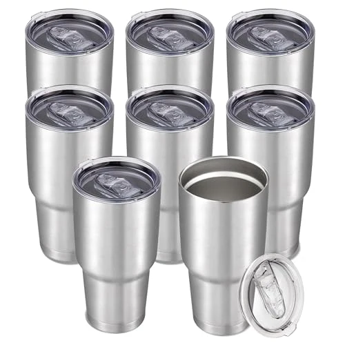 Casual 30 oz Tumbler with Lid Stainless Steel Tumblers Bulk 8 Count Fashionable