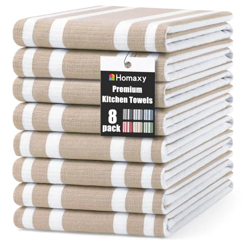 Functional Premium Cotton Stripe Kitchen Towels 8 Pack 8 Count Original