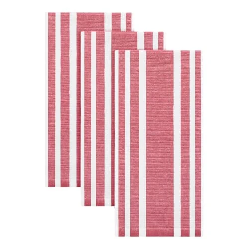 Secure Premium Cotton Stripe Kitchen Towels 3 Pack 3 Count Premium Material