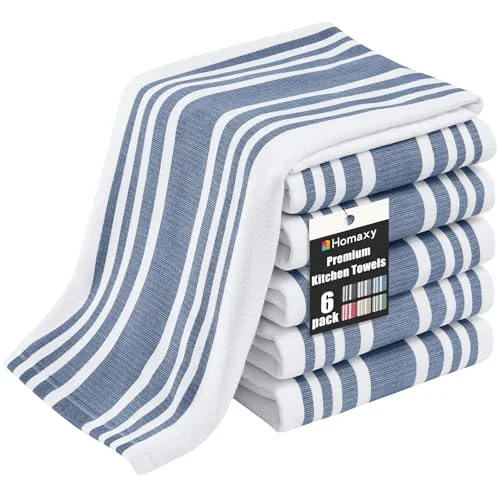 Environmentally Friendly Premium Cotton Stripe Kitchen Towels 6 Pack 6 Count Long-Lasting