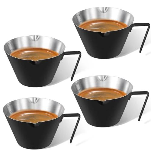 Organic 4 Pc Stainless Steel Espresso Shot Cups 4 Count Classic