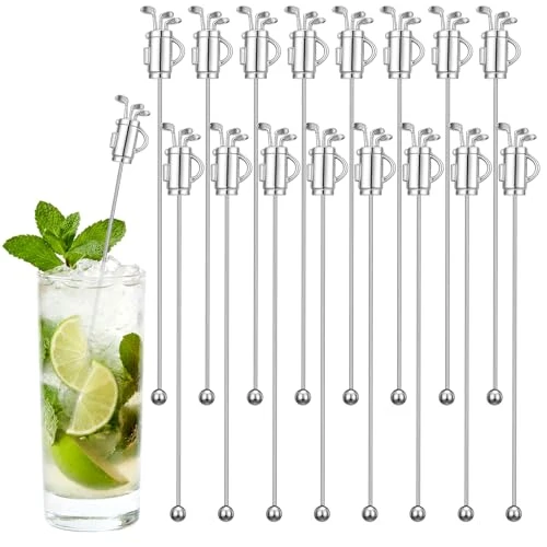 Advanced 20 Pcs Metal Golf Cocktail Stirrers Swizzle Stir Sticks 7.87 Inch Reusable Drink Stirrer Sticks Party Decorations Party Clubhouse and Outing Decorations 20 Count World-Class