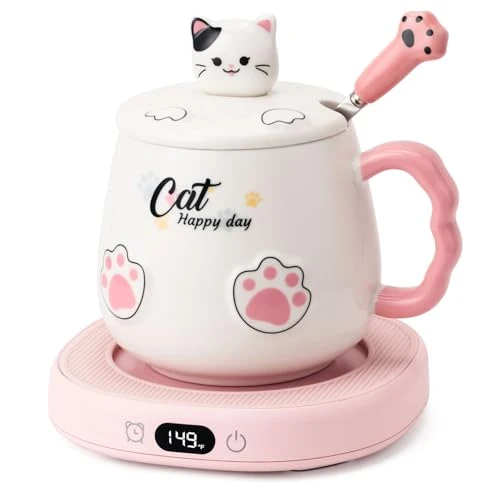 Solid Smart Coffee Mug Warmer Cute Cat Mug Set Healthy