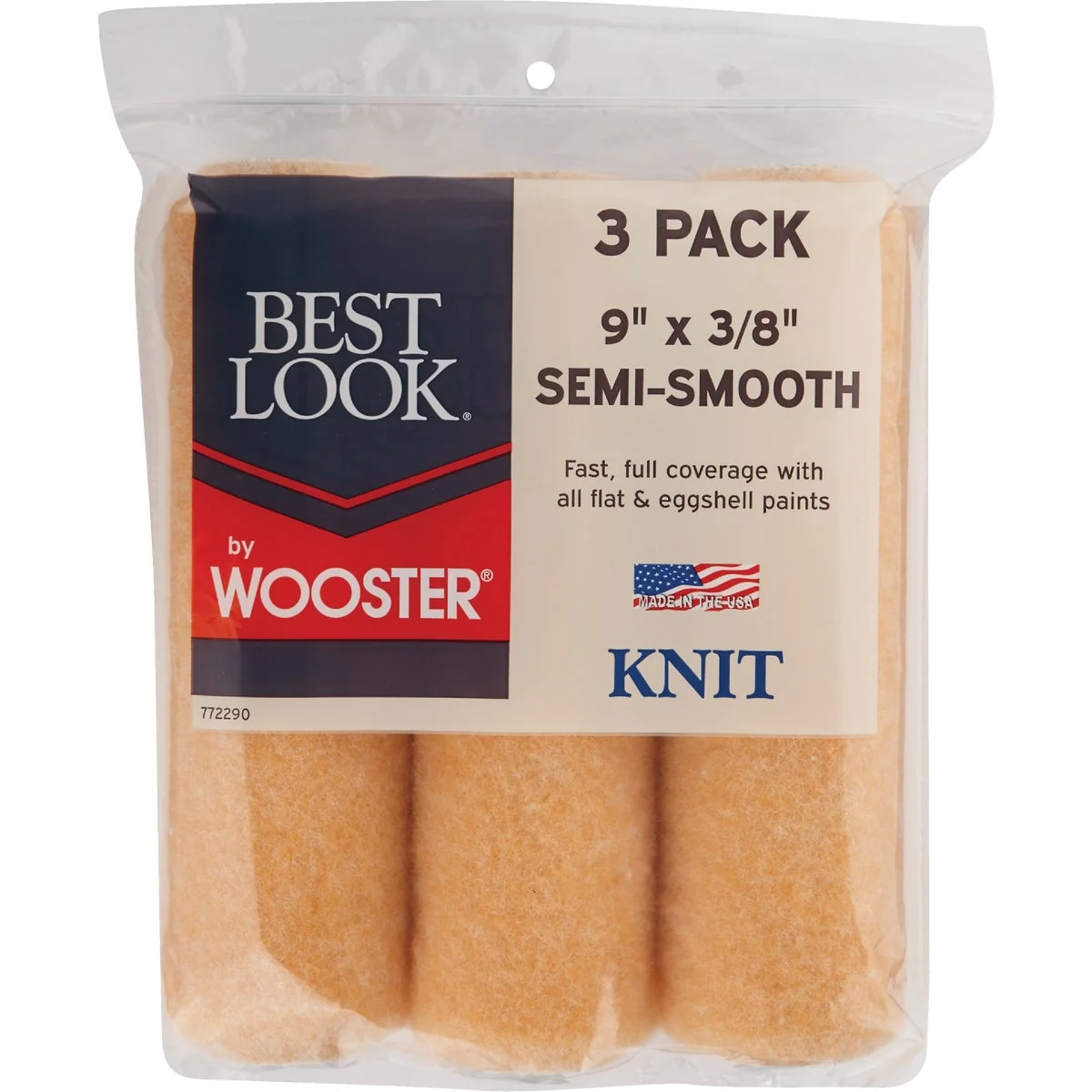 Flexible Look By Wooster 9 In. x 3 8 In. Knit Fabric Roller Cover 3-Pack Reusable