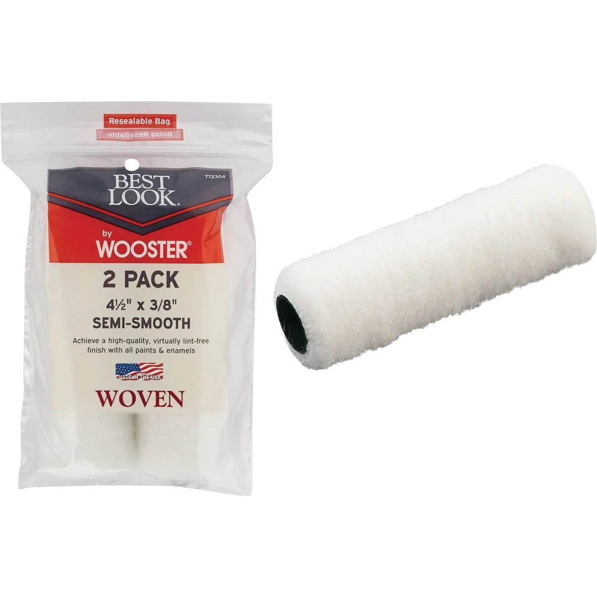 Innovative Look By Wooster 4-1 2 In. x 3 8 In. Mini Woven Fabric Roller Cover 2-Pack Professional