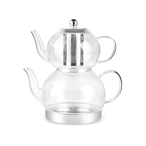 Certified Pandora Borosilicate Glass Teapot for Turkish Tea 2 Count Detailed