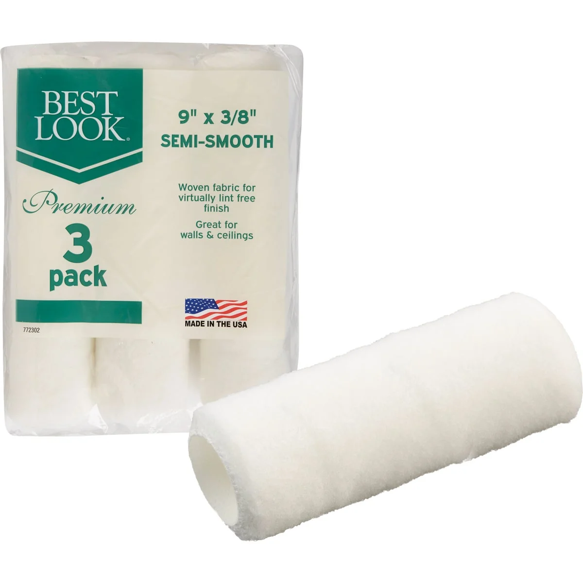 First-Class Look Premium 9 In. x 3 8 In. Woven Fabric Roller Cover 3-Pack Flexible