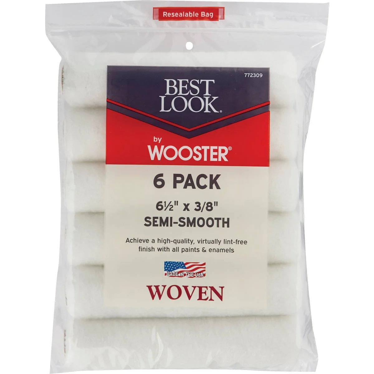 Casual Look By Wooster 6-1 2 In. x 3 8 In. Mini Woven Fabric Roller Cover 6-Pack Sophisticated