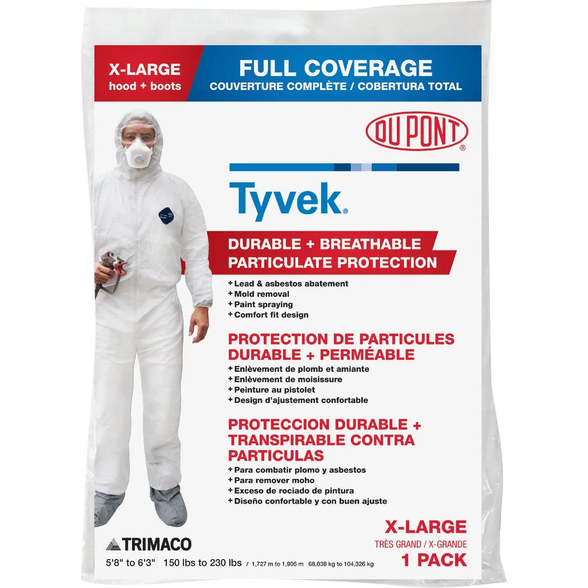Sustainable Dupont Tyvek XL Hooded Reusable Painter's Coveralls Safe