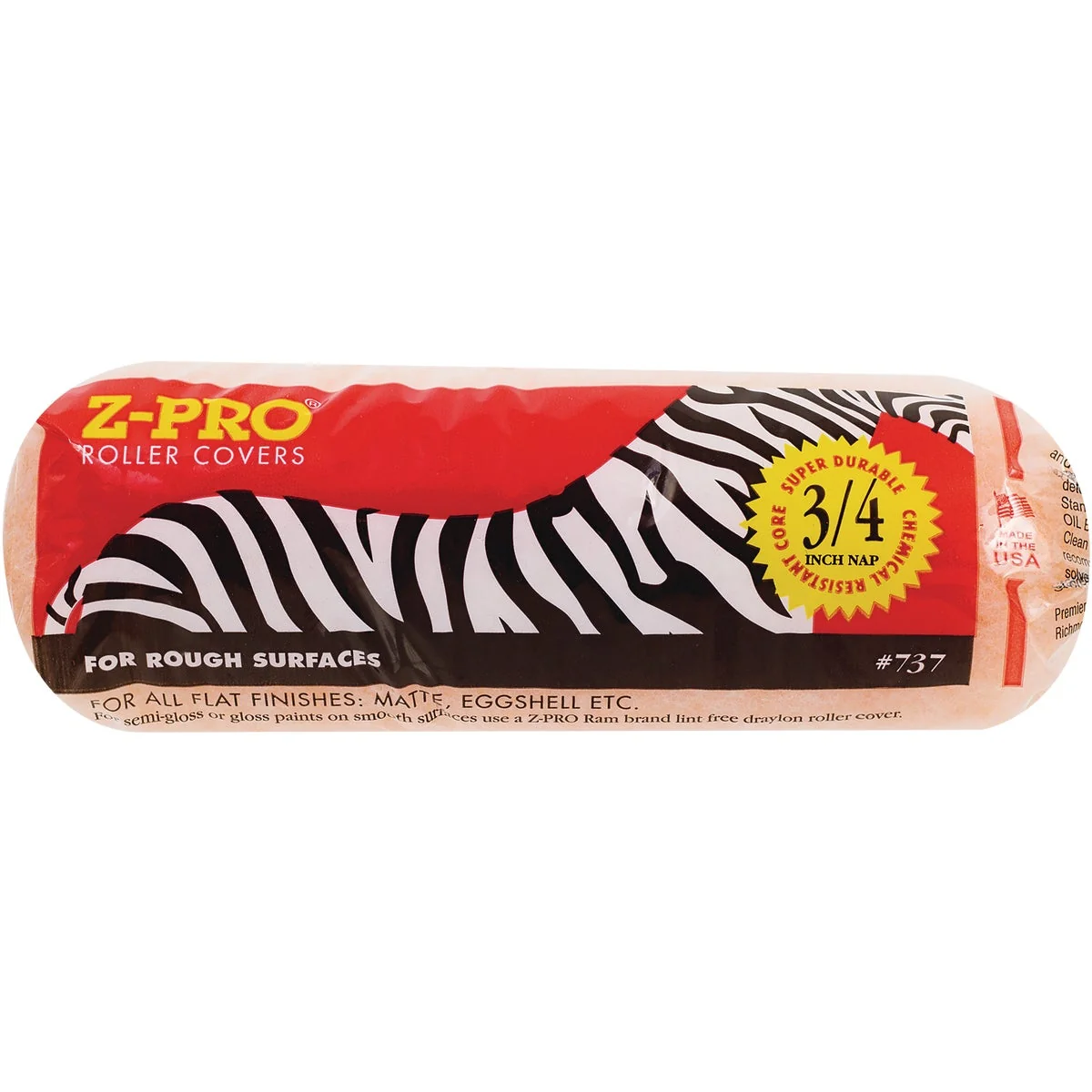World-Class Premier Z-Pro Zebra 9 In. x 3 4 In. Knit Fabric Roller Cover Original