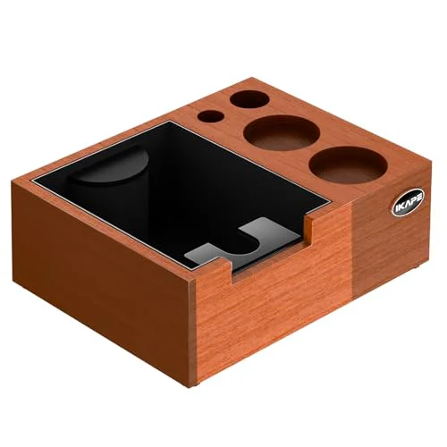 High-End 51 53 54 58mm Espresso Knock Box Sandywood Coffee Station Tamper Tools Distributor Portafilter Puck Screen Accessories Natural Sandywood Station Base Verified
