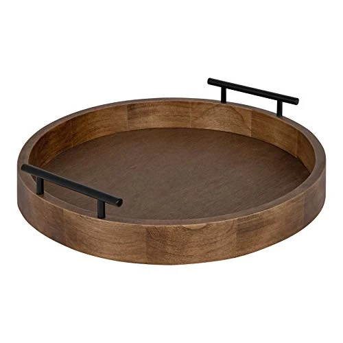 Luxury Lipton Modern Round Wood Decorative Tray Carefully Designed